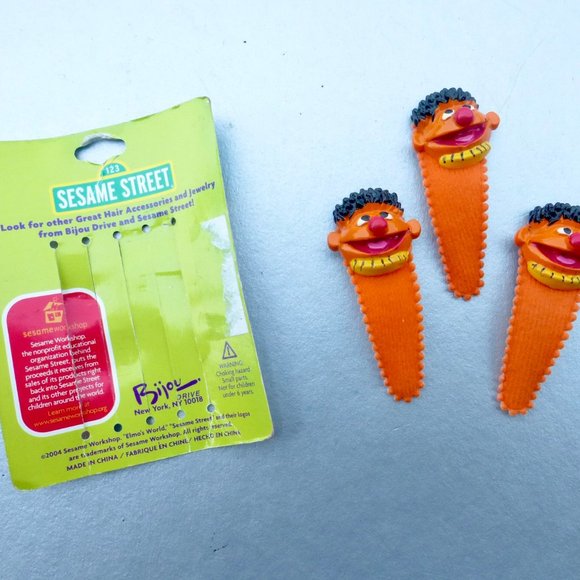 Ernie Sesame Street Hair Clips Orange Rare Fabric main image 11